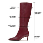 Load image into Gallery viewer, MICIFA Burgundy Kitten Heel Knee High Boots for Women Tall Leather Boots Stiletto Pointed Toe Gogo Tall Boots Cherry Wine Red Dress Boots
