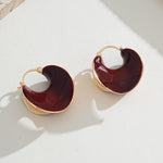 Load image into Gallery viewer, YUJIE Unique Chunky Hoop Earrings for Women- Burgundy Gold-Tone Textured Statement Jewelry
