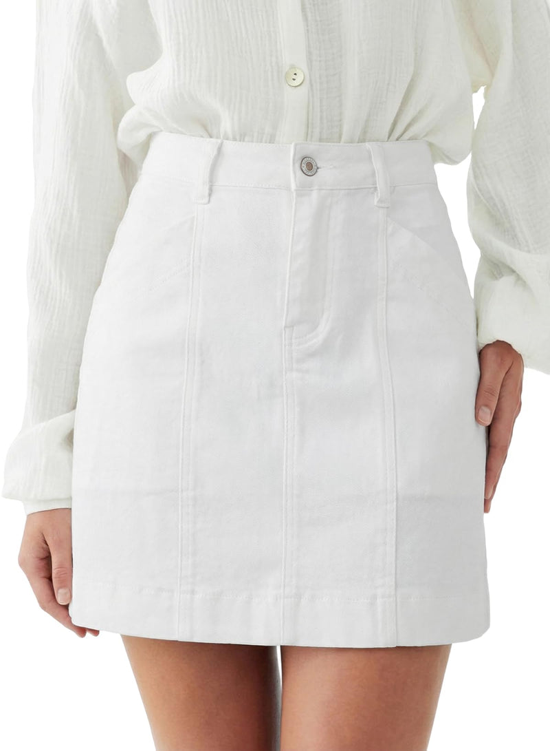 Sidefeel Jean Skirt for Women High Waisted Stretch Casual Trendy Summer Mini Denim Skirt Medium White