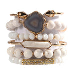 Load image into Gallery viewer, Yomisa 6PCS Natural Boho Beaded Bracelets Bangle for Women,Healing Turquoise Tiger eyes Agate Crystal Gemstone Stone Diamond Chakra Multi Wrap Bohemian Handmade Jewelry Beads Stretch Bracelet Set
