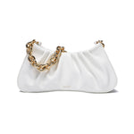 Load image into Gallery viewer, JOLLQUE Shoulder Bag for Women,Small Leather Dumpling Bags Handbag Purse,Gold Chain Evening Clutch Purses with Heavy Aluminum Metal Chain(White)
