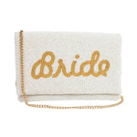 Load image into Gallery viewer, Pretty Robes BRIDE Clutch Purse for Wedding Day &amp; Bachelorette Party,Bridal Purse, Gift for Bride To Be (Gold)
