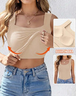 Load image into Gallery viewer, CHICME Women's Summer Tops Shapewear Tops Padded Tank Soft Yoga Tops Fitted Shirt Nude-L
