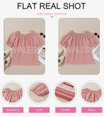 Load image into Gallery viewer, EVALESS Womens Tops Spring Summer Fashion Clothes 2025 Pink Short Sleeve Shirts Blouses for Women Dressy Casual Holiday Outfits for Work Cute Round Neck Basic Pleated Tops Off Shoulder Blouse, Medium
