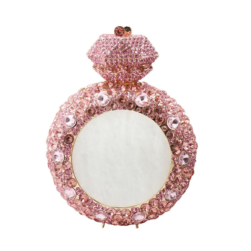 Tasysain Rhinestone Acrylic Clutch for Women Novelty Vintage Clock Wedding Purse Sparkling Elegant Evening Prom Handbag, Pink