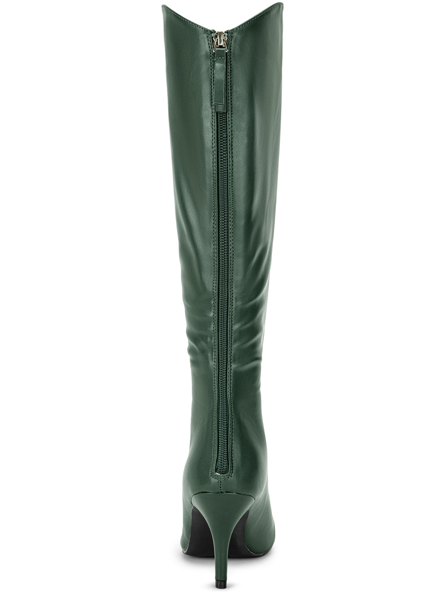 Allegra K Women's Pointed Toe Stiletto Heel Dark Green Knee High Boots 8 M US