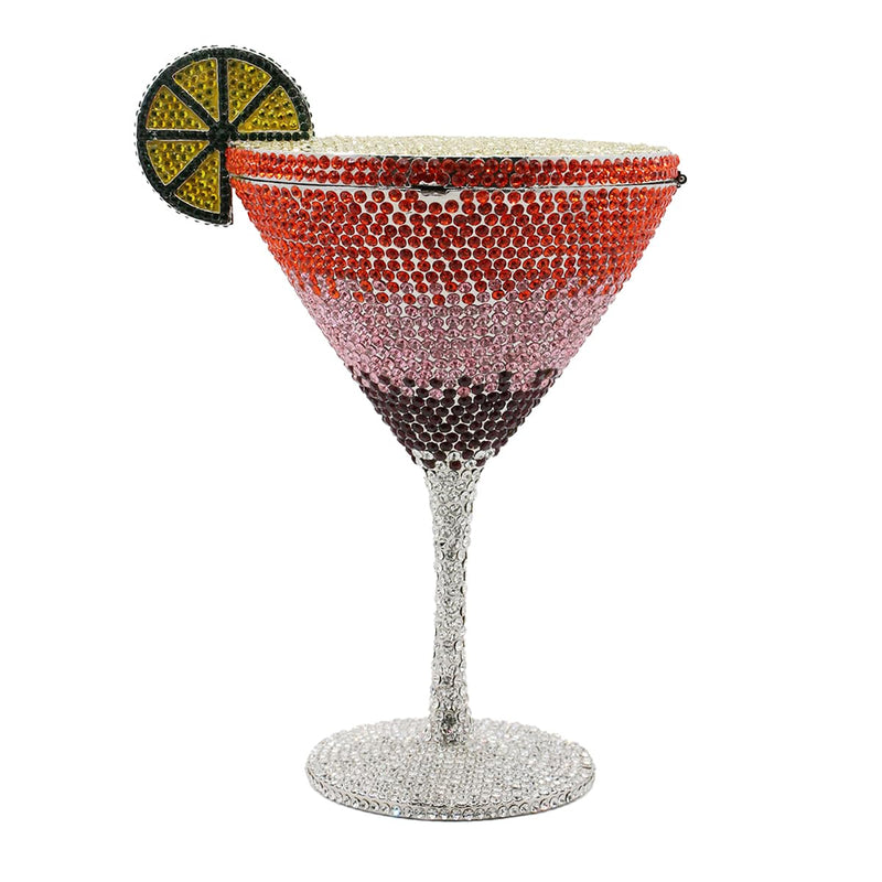 UMREN Cocktail Goblet Rhinestone Clutch for Women Unique Crystal Evening Bag Diamond Purse Wedding Party Prom Handbag Orange Yellow