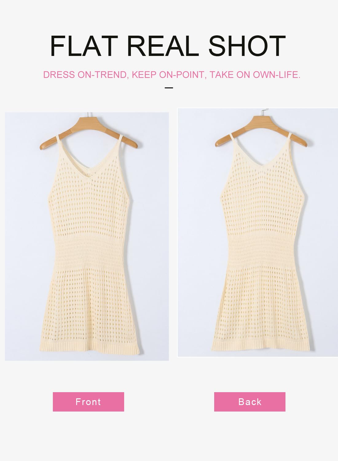Dokotoo Women's Swimwear Cover Ups 2025 Summer Scoop Neck Sleeveless Bathing Suit Crochet Hollow Out Spaghetti Straps Cruise Resort Wear Outfits Beach Dresses for Women Apricot Medium