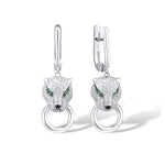 Load image into Gallery viewer, Santuzza Panther Earrings 925 Sterling Silver Cubic Zirconia Green Spinel Leopard Dangle Earrings for Women
