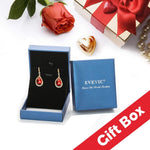 Load image into Gallery viewer, Austrian Crystal Halo Teardrop Hollow Drop Dangle Earrings for Women 14K Rose Gold Plated Hypoallergenic Jewelry (Aquamarine)
