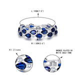 Load image into Gallery viewer, EVER FAITH Women's Prong Cubic Zirconia Vintage Style Dual Layer Tear Drop Bracelet Blue Silver-Tone
