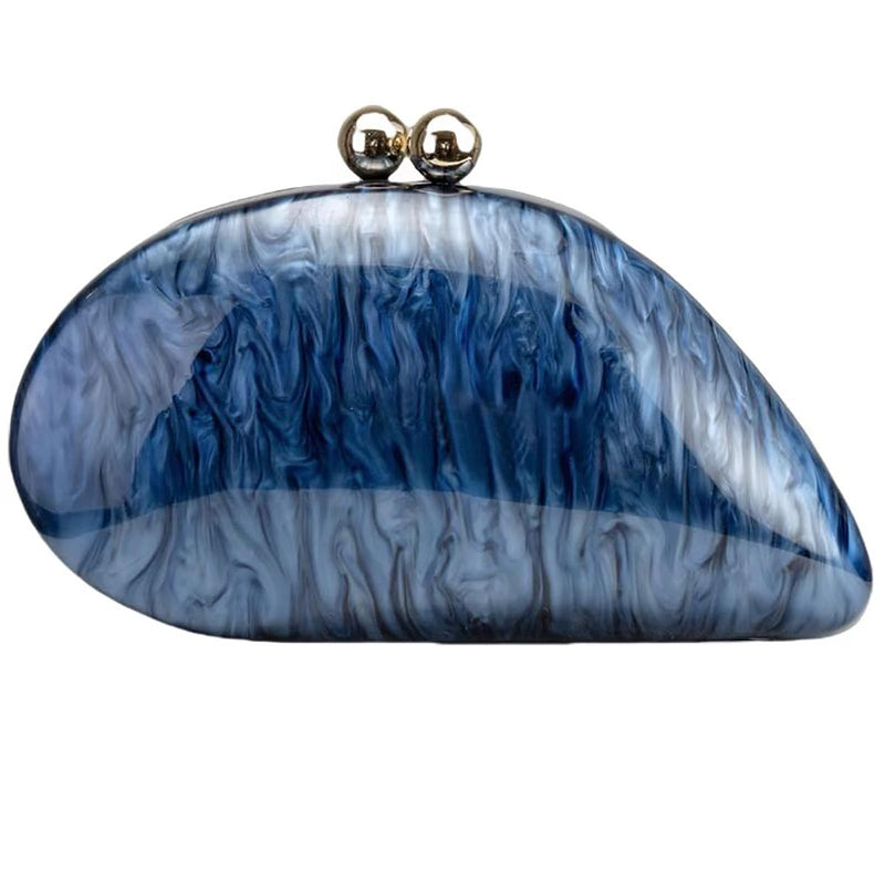 louceko Women Trendy Chain Crossbody Shoulder Bag Handbag Acrylic Wedding Evening Bag Shell Formal Clutch Purse, Blue 2503