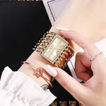 Load image into Gallery viewer, SENRUD Fashion Bracelet Watches for Women Luxury Rectangular Dial Analog Quartz Wrist Watch Gifts for Ladies (Diamond Gold)

