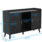 Load image into Gallery viewer, Loomie Wine Bar Cabinet with LED Light, Home Coffee Cabinet with Wine Rack and Glass Holder, Kitchen Buffet Sideboard W Storage Shelf, Freestanding Liquor Cabinet for Living Room, Dining Room (Black)
