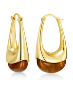 Load image into Gallery viewer, SNGIA Long Oval Chunky Dangle 18K gold plated Hoops with Colored Resin Gemstone Statement Earrings for Women by SNGIA, (Green, Brown, Blue, Pink, White, Cream), Bold Drop Handmade Exaggerated Irregular Trendy Bohemian Jewelry Gifts, Unique Dangling Teardr
