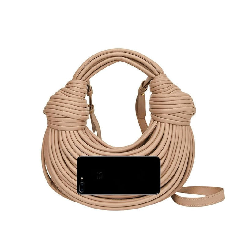 Hand Bread Women's Clutch Top Handle Satchel Shoulder Crossbody Creative Noodles Purses Underarm Bag Handbag (Apricot)