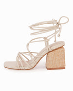 Load image into Gallery viewer, PiePieBuy Women's Lace Up Chunky Braided Heel Sandals Square Toe Strappy Ankle Strap Heels
