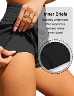 Load image into Gallery viewer, BMJL Women&#39;s Athletic Shorts High Waisted Running Short Pocket Sporty Shorts Gym Elastic Workout Shorts(M,Black)
