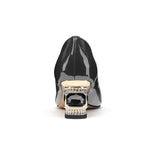 Load image into Gallery viewer, JANSEVEN Women Chunky Heels Pumps Crystal Block Heels with Rhinestones 2 Inches Pointed Toe Sexy Gradient Patent Leather Slip on Bridal Party Wedding Dress Shoes US Size 8.5
