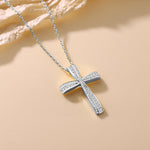Load image into Gallery viewer, OKISIL Cross Necklace for Women, 925 Sterling Silver 18K Gold Plated Cross Necklaces for Women, Cross Pendant with 5A Cubic Zirconia Diamond, Birthday Christmas Jewelry Gifts for Women Her Wife (White gold)
