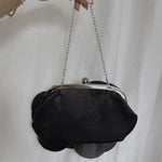 Load image into Gallery viewer, Little Floral Clutch Purse for Women - Elegant Rose Petal Evening Bag with Detachable Chain for Wedding, Gala, Prom, Black
