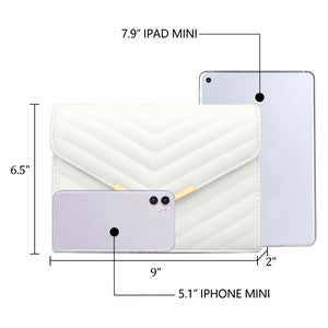KKXIU Women Formal PU leather Evening Envelope Clutch Purses and Handbags for Party Wedding Prom Bridal (A-White)