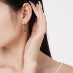 Load image into Gallery viewer, 925 Sterling Silver Post Hoop Earrings for Women Gilrs Green Cubic Zirconia 14K Gold Plated Chunky Gold Hoop Earrings weinuo Jewelry
