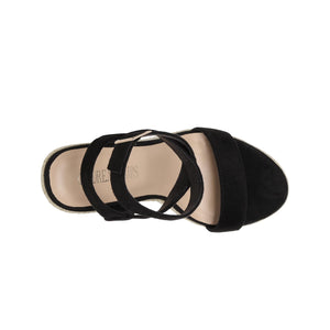 DREAM PAIRS Womens Open Toe Espadrilles Dressy Platform Sandals Buckle Ankle Strap Stylish Wedges Sandals,Size 8,BLACK/SUEDE,SDPW2211W