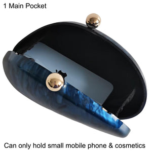 louceko Women Trendy Chain Crossbody Shoulder Bag Handbag Acrylic Wedding Evening Bag Shell Formal Clutch Purse, Blue 2503