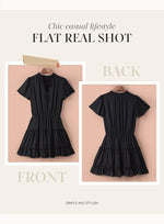 Load image into Gallery viewer, Dokotoo Womens Cute Spring Summer Casual Sexy Deep V Neck Ruffle Chiffon Lantern Short Sleeve Elegant Empire Waist Flowy Mini Short Skirt Dresses for Women Party 2025 Black US 8 10
