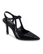 Load image into Gallery viewer, Coutgo Womens High Heels Pointed Toe Ankle Strap Pumps Patent Leather Sexy Stiletto Office Wedding Dress Shoes, Black, Size 7
