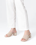 Load image into Gallery viewer, Shoe&#39;N Tale Heeled Sandals For Women Square Open Toe Heeled Mules Chunky Block Low Heel Slip On Slides(7.5,Khaki)
