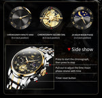 Load image into Gallery viewer, OLEVS Black Watches for Men Luxury Fashion Gold and Silver Stainless Steel Men&#39;s Wrist Watches Classic Nice Big Face Waterproof Quartz Men Watch with Day Two Tone Moon Phase Relojes para Hombres
