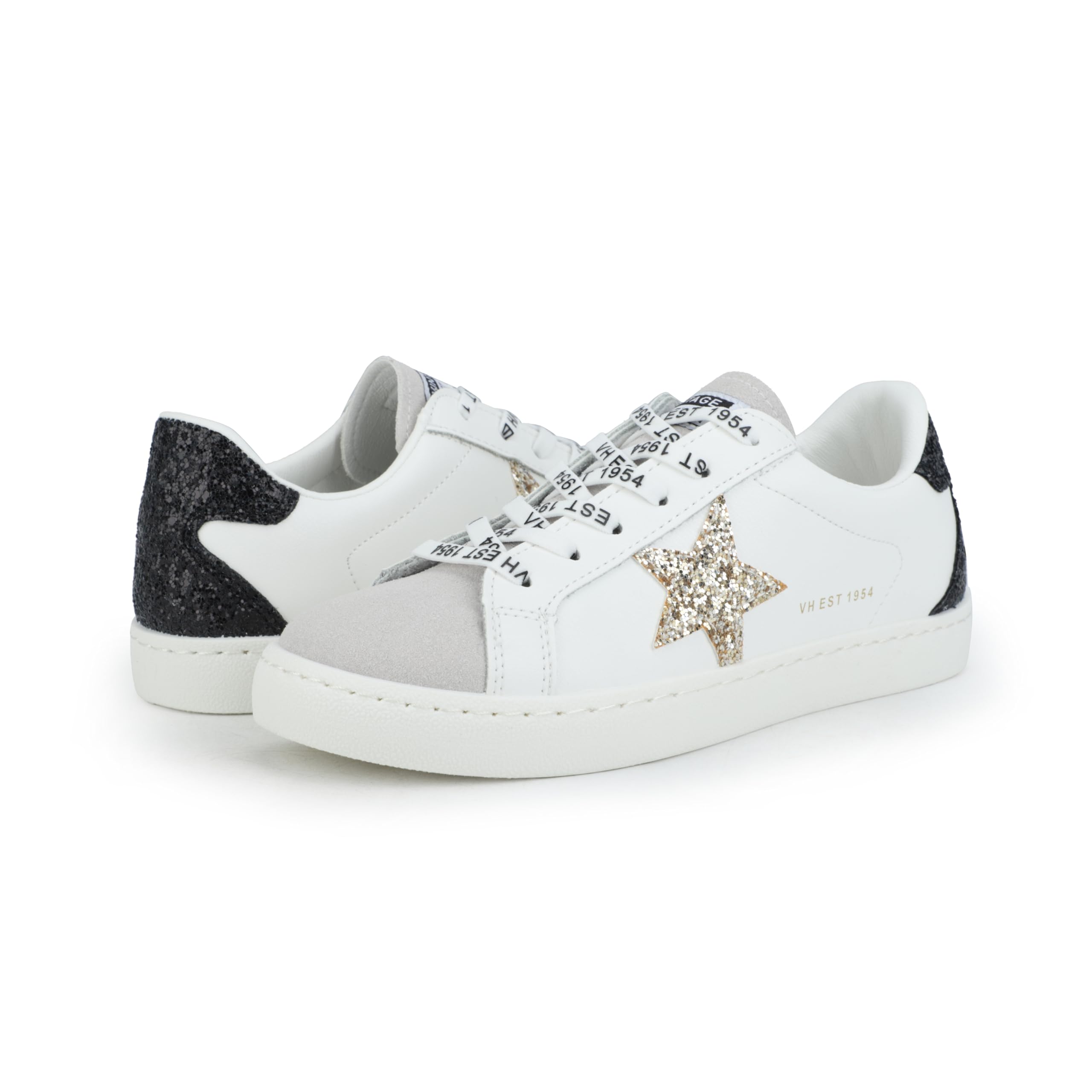 VINTAGE HAVANA Women’s Fashion Sneakers Legend AM White Grey Glitter 8.5