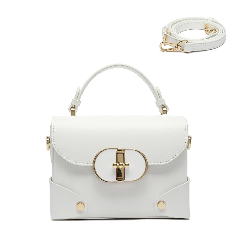 HOZYU Women's Top Handle Bags,Handbags for Women,Shoulder Bag or Crossbody Bags,Evening Bags,Recyled Genuine Leather Handbags (White)