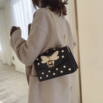Load image into Gallery viewer, Beatfull Designer Bee Purse Fashion Crossbody Purse with Pearl for Women Pu Leather Shoulder Bag Clutch Handbags
