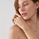 Load image into Gallery viewer, Inpasne Emerald Bracelet for Women 925 Sterling Silver Princess Cut Link Bracelet May Birthstone Jewelry Gifts for Her
