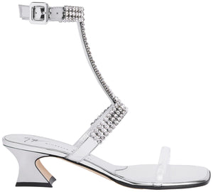 Giuseppe Zanotti, Devine Crystal 45 Sandals, 9, Silver