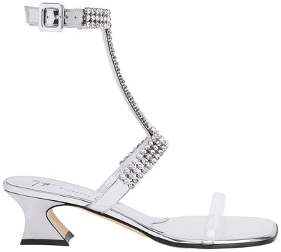 Giuseppe Zanotti, Devine Crystal 45 Sandals, 9, Silver
