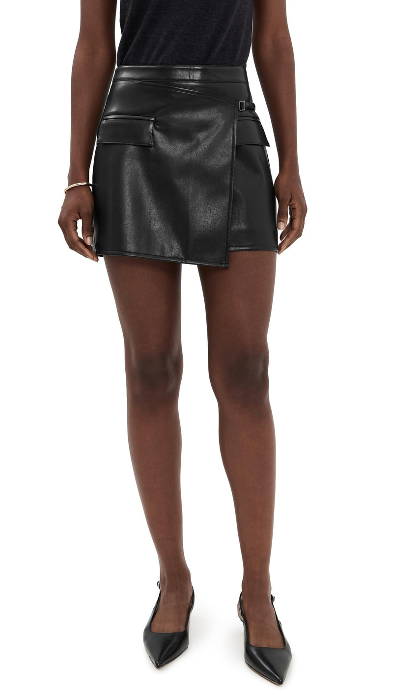 PAIGE Women's Isca Faux Leather Skirt, Black, 10