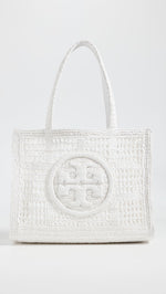 Load image into Gallery viewer, Tory Burch Women&#39;s Ella Hand Crocheted Small Tote, White, One Size
