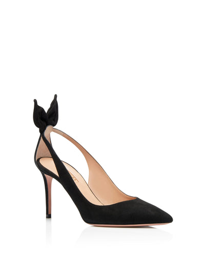 Aquazzura Bow Tie Pump 85, Black, 5