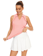 Load image into Gallery viewer, Soneven Womens Sleeveless Golf Shirt UPF 50+ Moisture Wicking Ruffle Tennis Shirt
