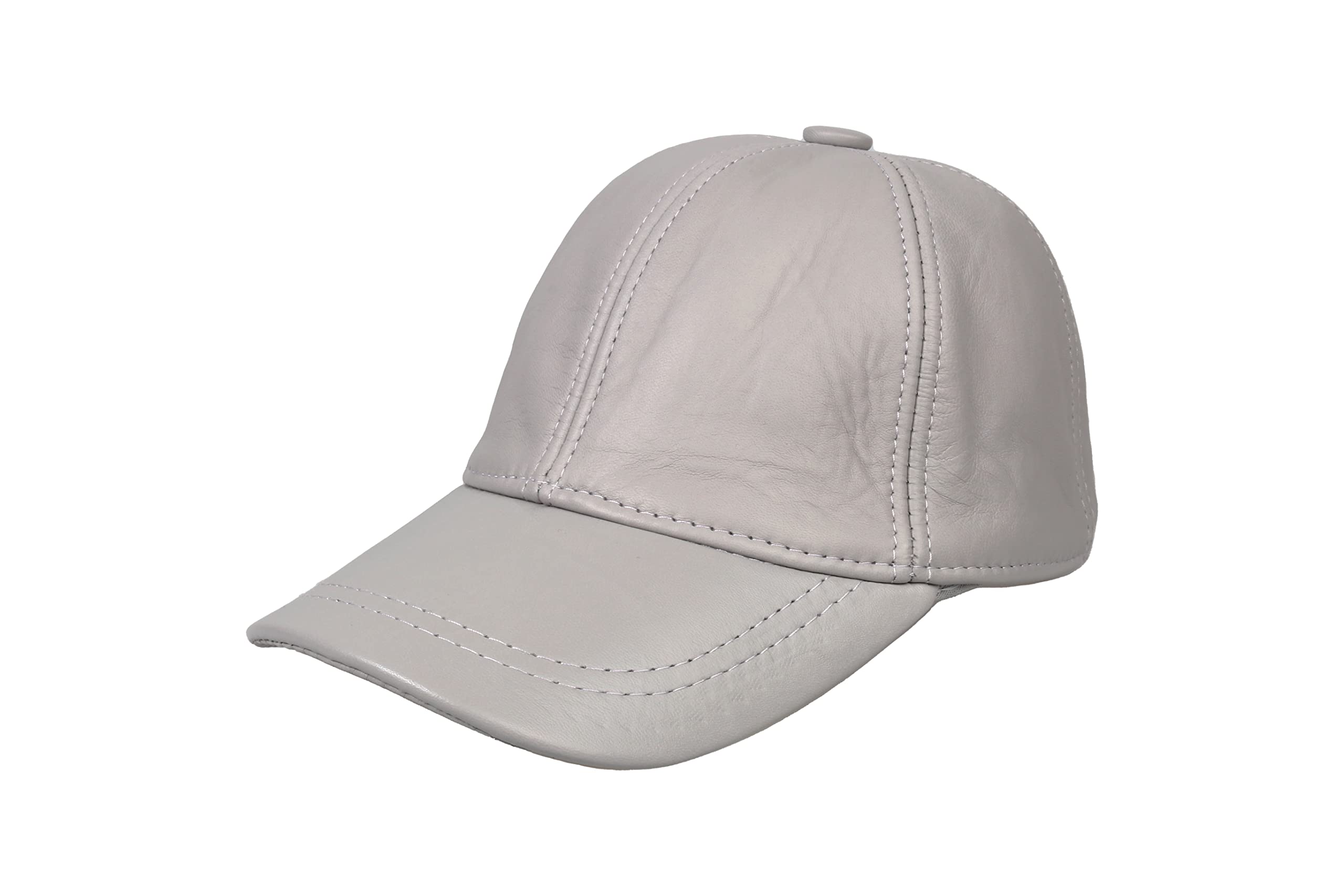 HATSQUARE Genuine Leather Baseball Cap Adjustable Soft Feel Dad Plain Hat Stylish Classic for Women Men Unisex (Grey)