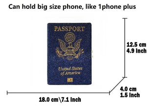 Boutique De FGG Retro Crystal Clutch Purses for Women Luxury Rhinestone Evening Bag Novelty Formal Party Clutch Handbag,Mini,Navy American Passport
