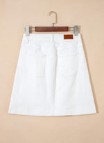 Load image into Gallery viewer, Sidefeel Jean Skirt for Women High Waisted Stretch Casual Trendy Summer Mini Denim Skirt Medium White
