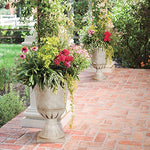 Load image into Gallery viewer, Worth Garden Plastic Urn Planters for Outdoor Plants, Tree 22&#39;&#39; Tall 2 Pack Round Classic Resin Flower Pots Indoor Beige Traditional Front Porch 15 in Dia. Large Imitation Stone Decorative Patio Deck
