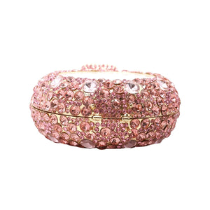 Tasysain Rhinestone Acrylic Clutch for Women Novelty Vintage Clock Wedding Purse Sparkling Elegant Evening Prom Handbag, Pink