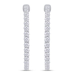 Load image into Gallery viewer, Inside Out Hoop Earrings for Women Round Lab Created Moissanite or Lab Grown Diamond Hoops in 14k White Gold Plated 925 Sterling Silver Fine Jewelry
