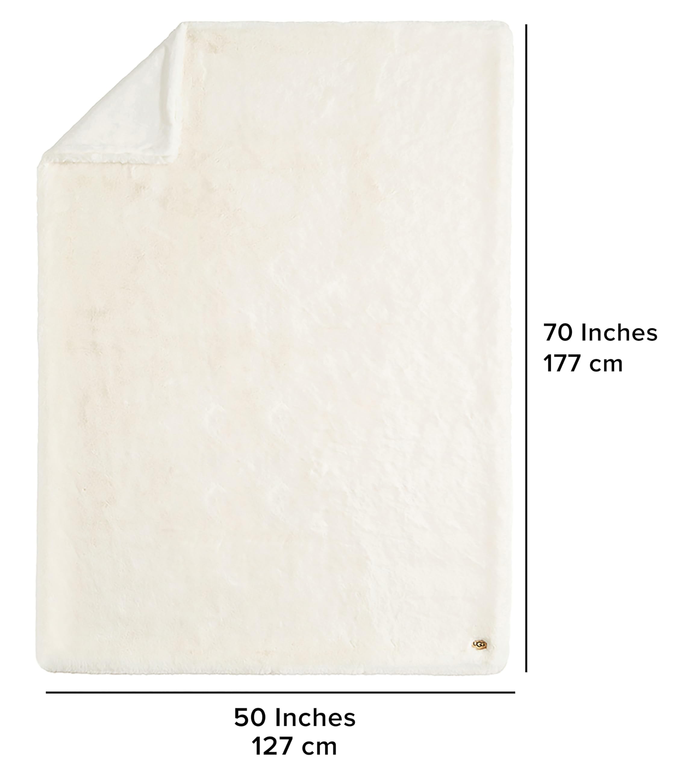 UGG Euphoria Plush Faux Fur Throw Blanket Medium Weight Reversible Luxury Soft Throw for Couch Bed or Chair Hypoallergenic Machine Washable Home Decor Fluffy Blanket, 50-inch x 70-inch, White Snow